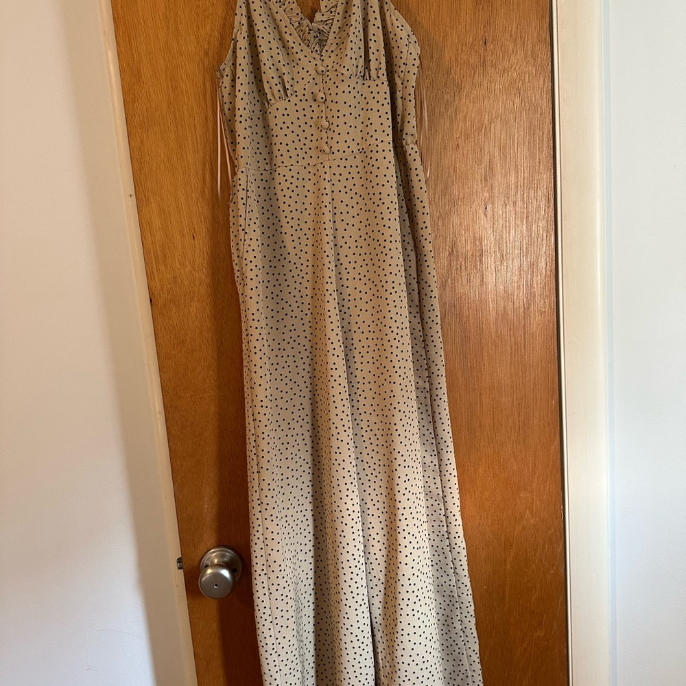 Topshop Cream Polka Dot Wide Leg Jumpsuit